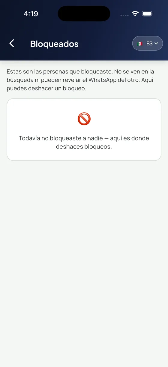 Lista de personas bloqueadas