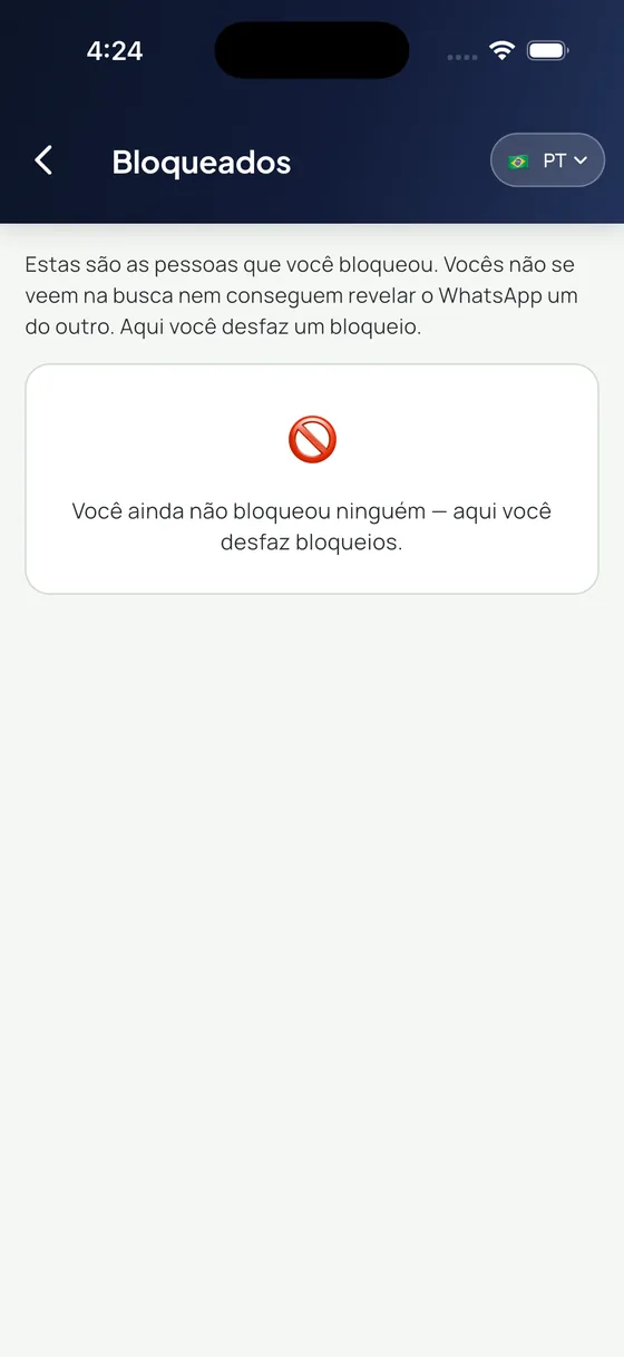 Lista de pessoas bloqueadas