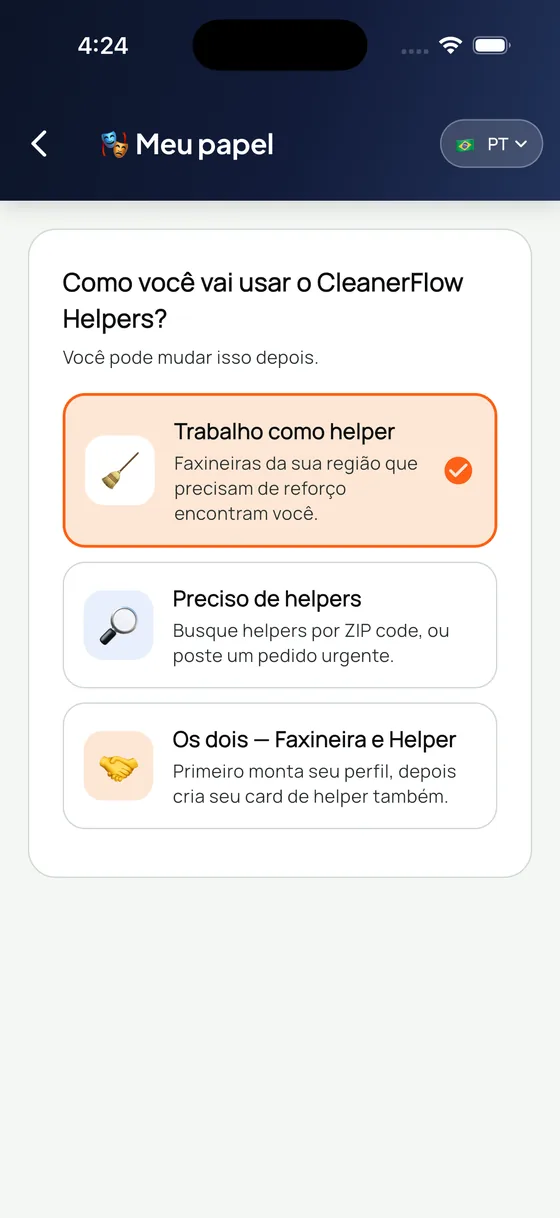 Escolher ou trocar meu papel