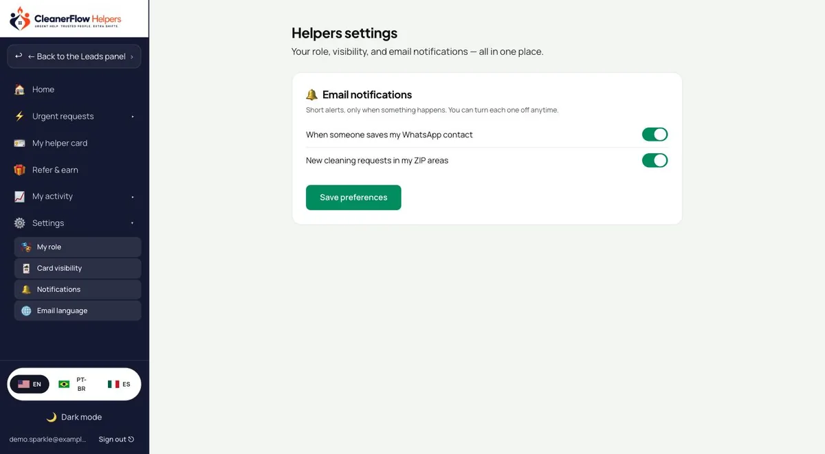 Notification settings