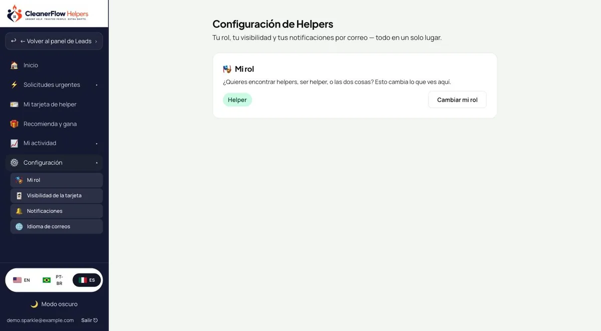 Ajustes de Helpers en el navegador