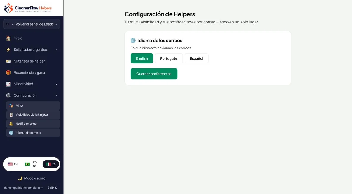 Ajuste de idioma del correo