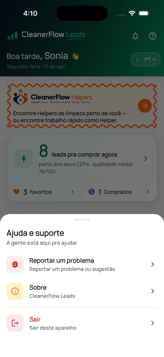 Ajuda e suporte