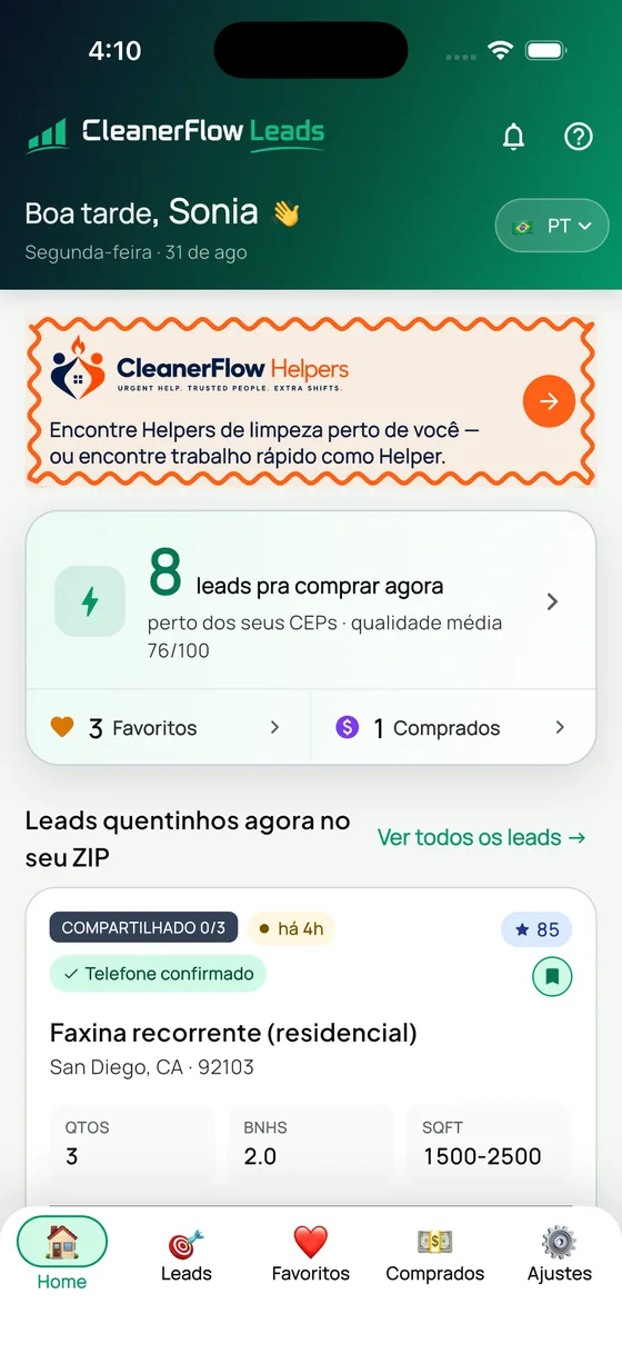 A mesma conta no celular